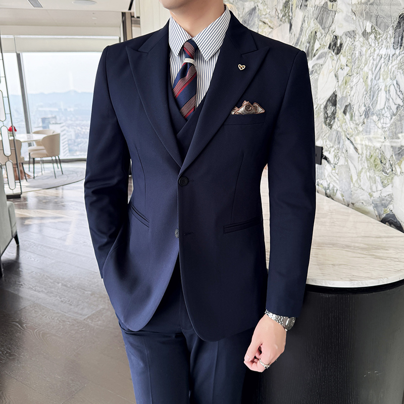 Men Formal Wear Top - Мужской костюм-тройка, деловой тонкий свадебный костюм