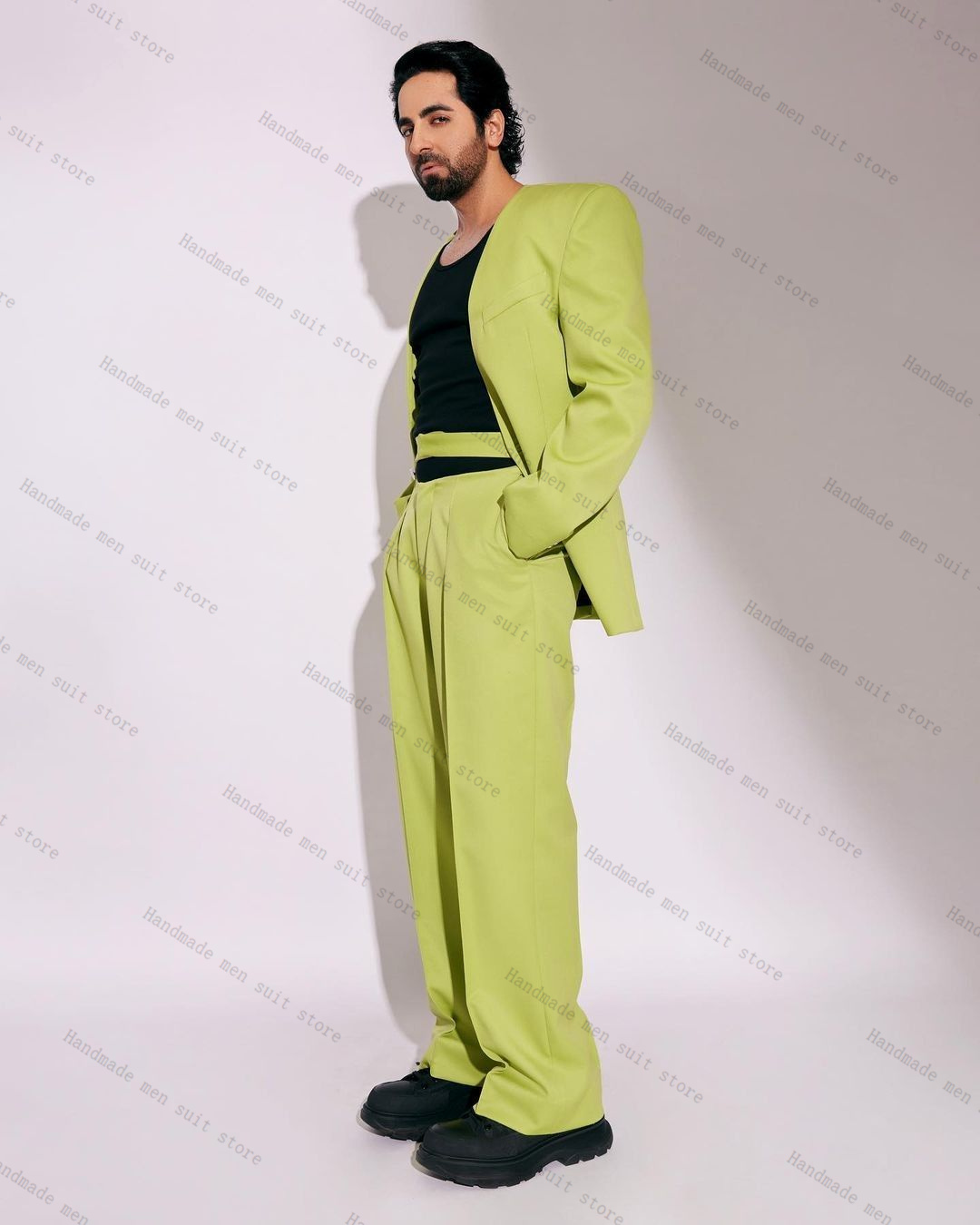 Men Formal Wear Wedding Guest - Модный зеленый мужской костюм, комплект из