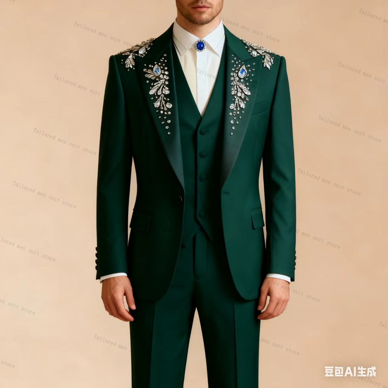 Men Formal Wear Wedding Guest - Зеленые мужские костюмы, комплект брюк, комплект