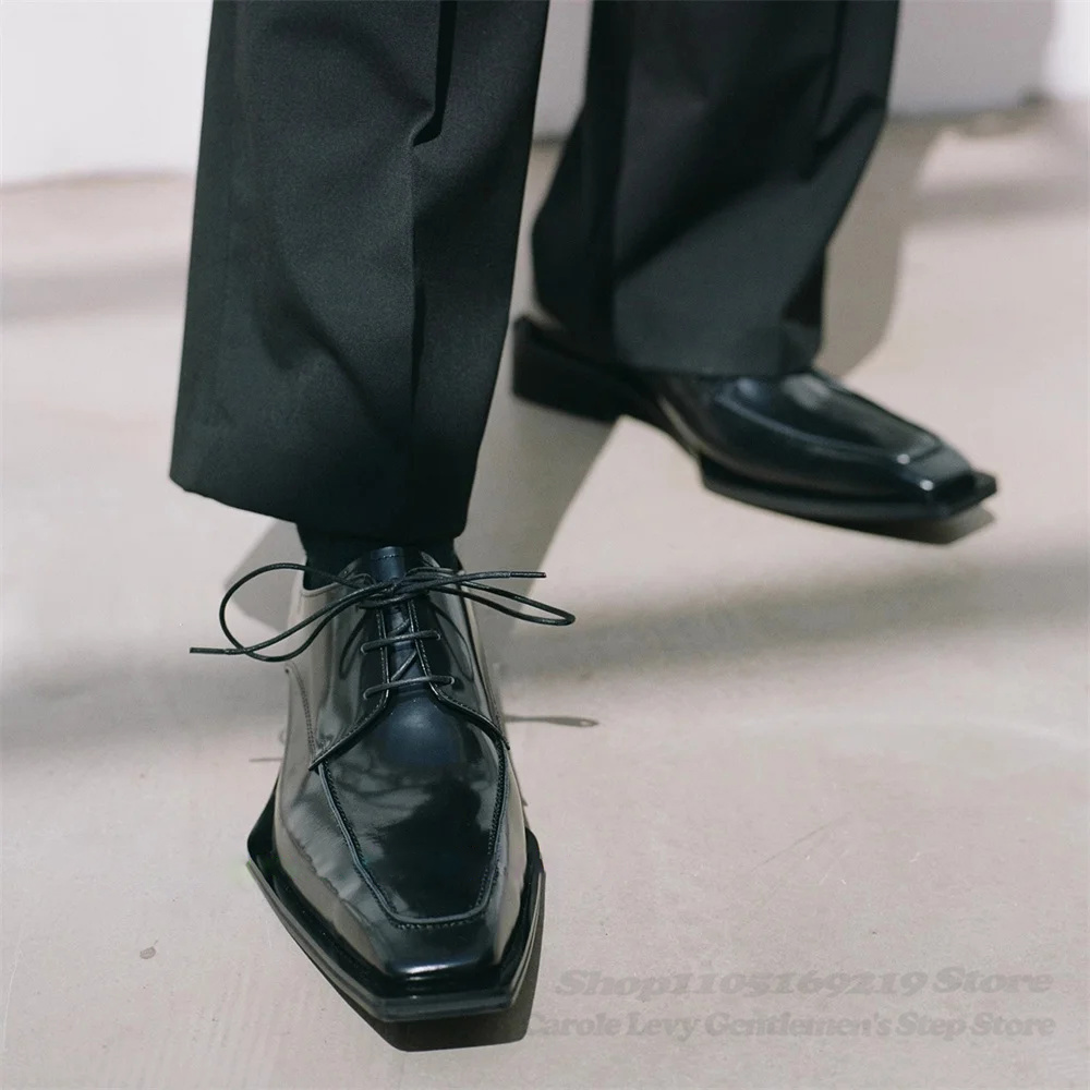 Men'S Formal Style - Черные мужские туфли дерби из лакированной