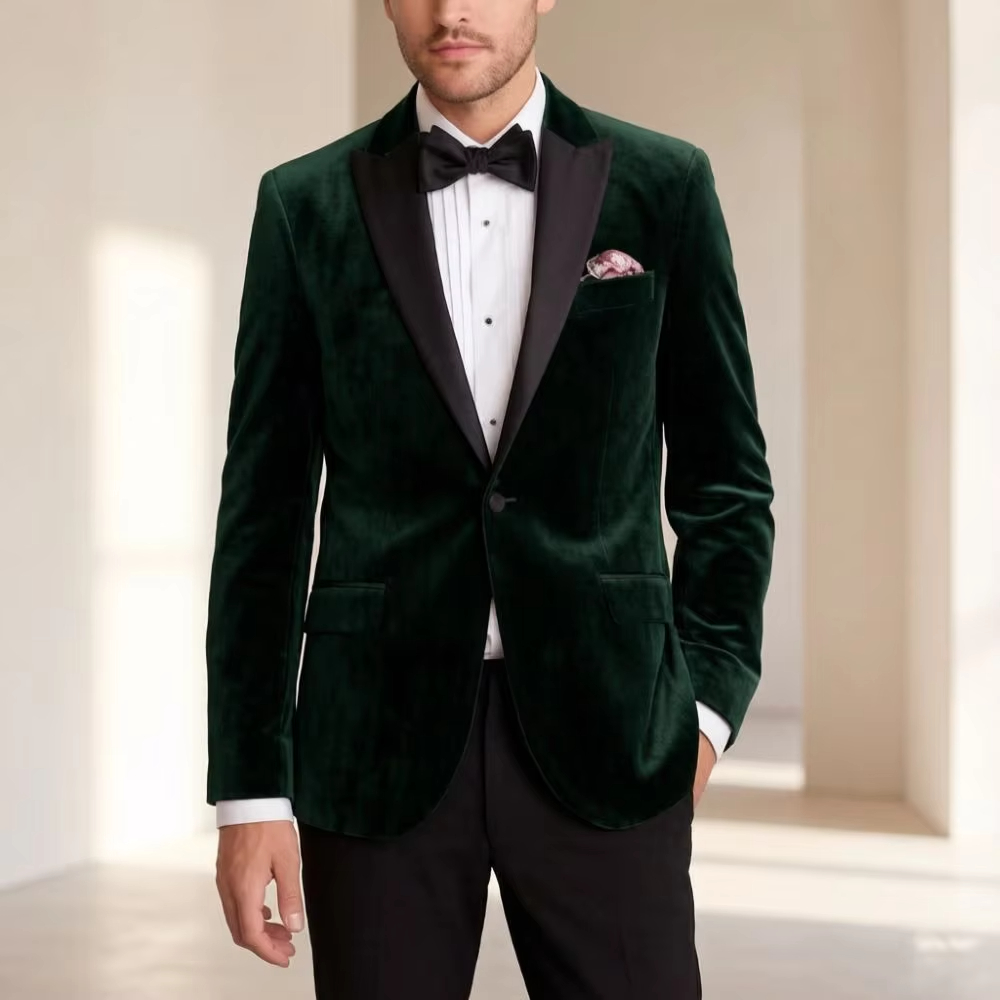 Men'S Formal Wear For Reception - Мужской бархатный блейзер-костюм, приталенный, цельный, для